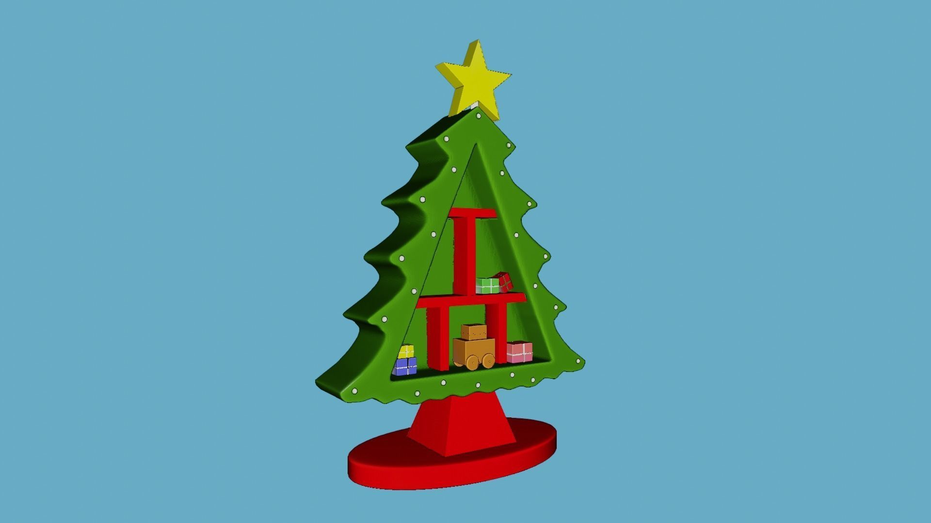 CHRISTMAS TREE WITH SHELF 3D print model_10