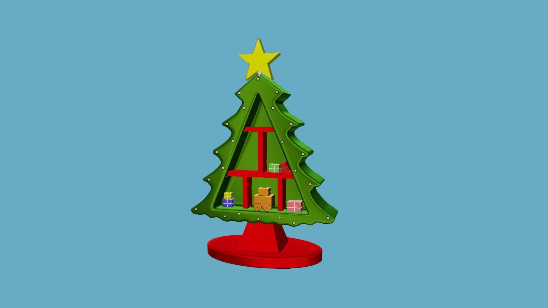 CHRISTMAS TREE WITH SHELF 3D print model_11