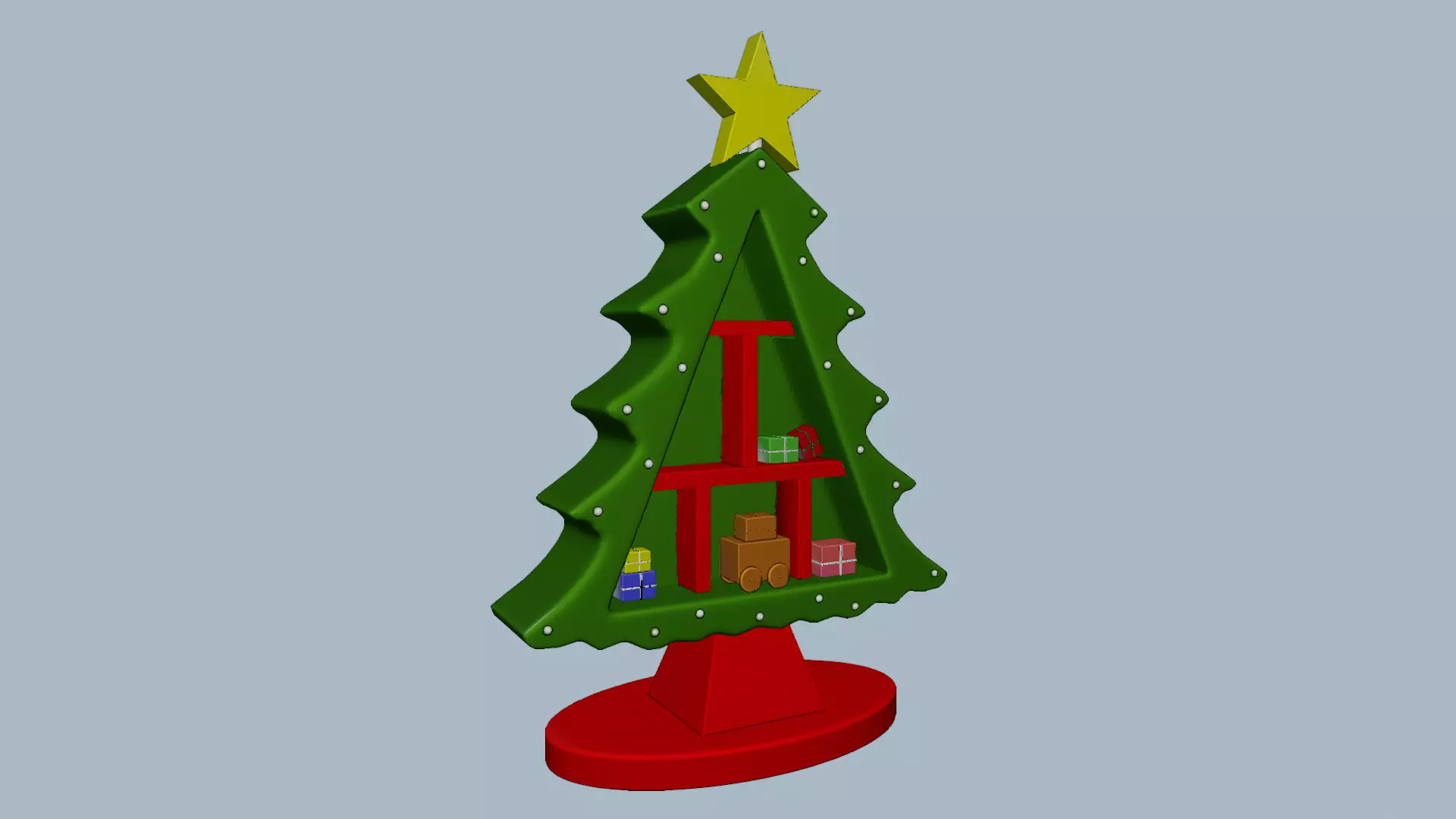 CHRISTMAS TREE WITH SHELF 3D print model_0