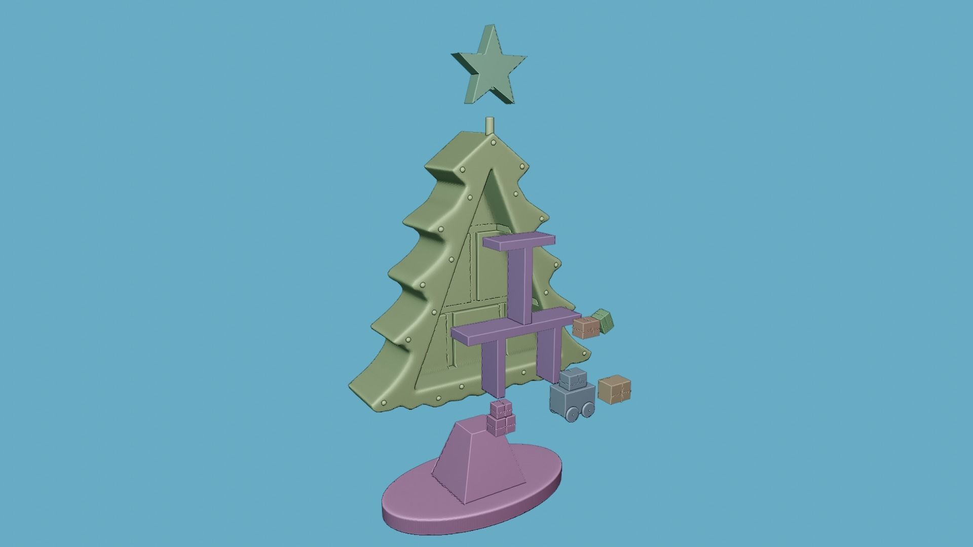 CHRISTMAS TREE WITH SHELF 3D print model_3