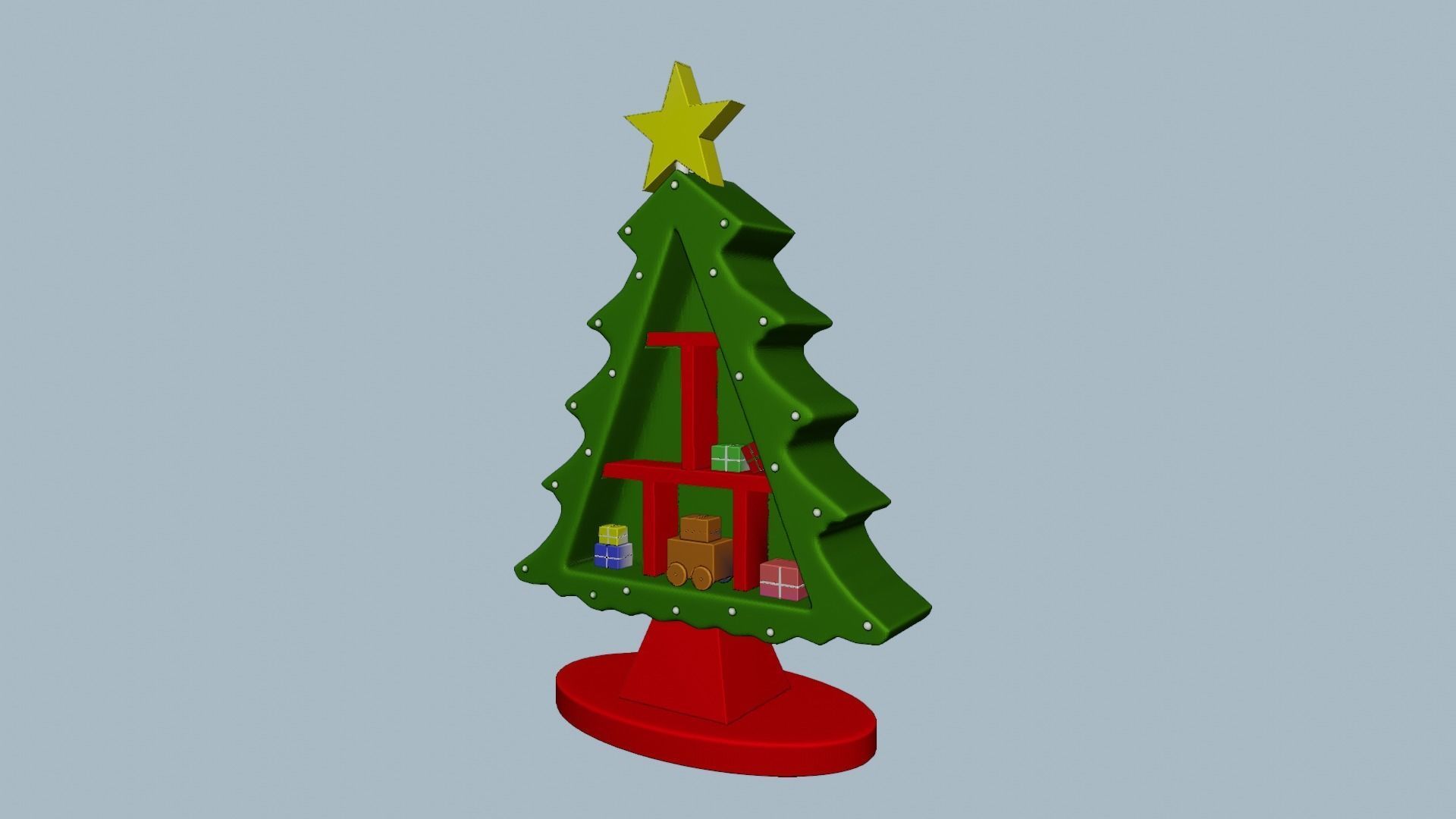 CHRISTMAS TREE WITH SHELF 3D print model_4
