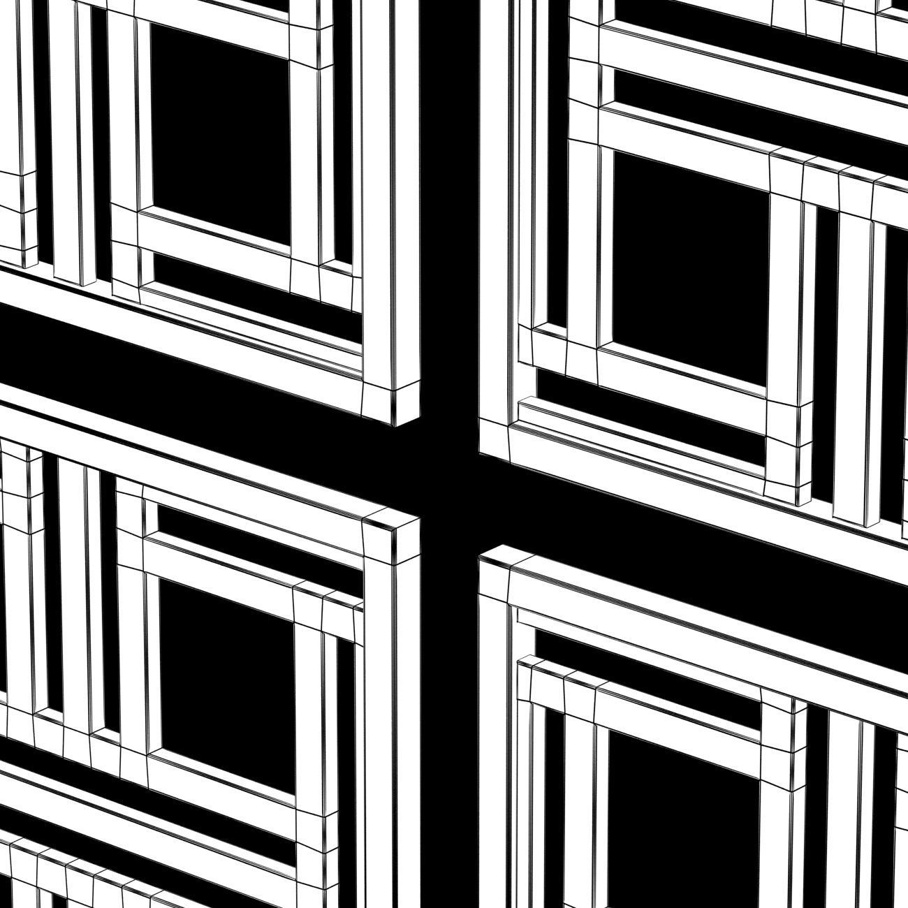 Wood Arabic Islamic pattern decorative grill screen 3D model_4