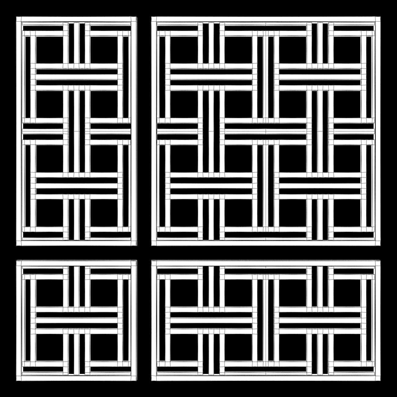 Wood Arabic Islamic pattern decorative grill screen 3D model_3