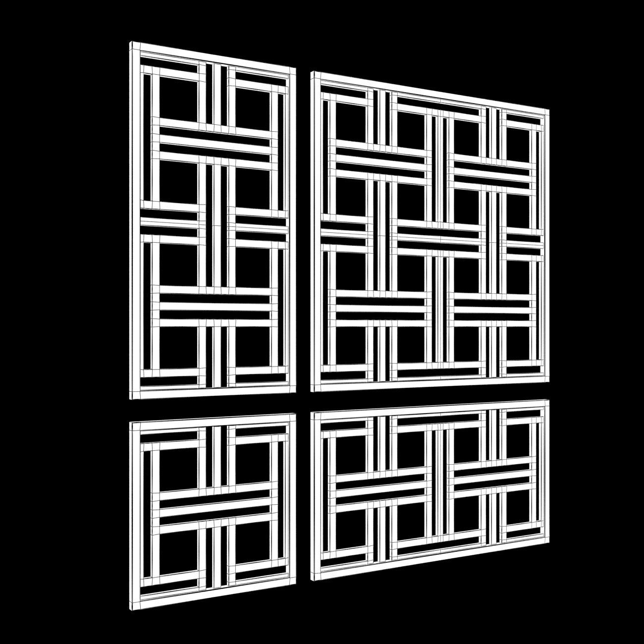 Wood Arabic Islamic pattern decorative grill screen 3D model_5