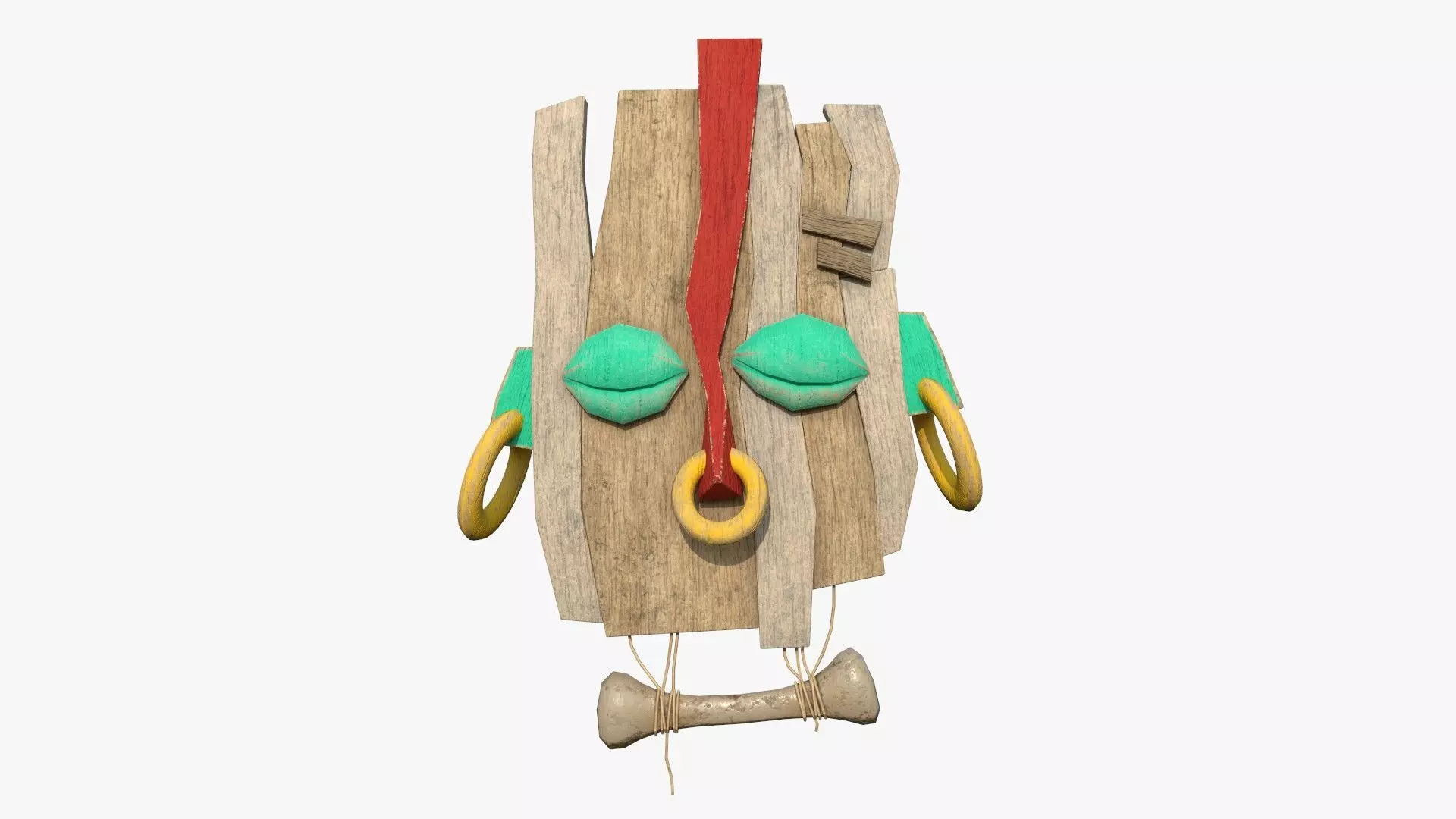 Tribal Mask E01 Colored - Costume Character Design Low-poly 3D model_0