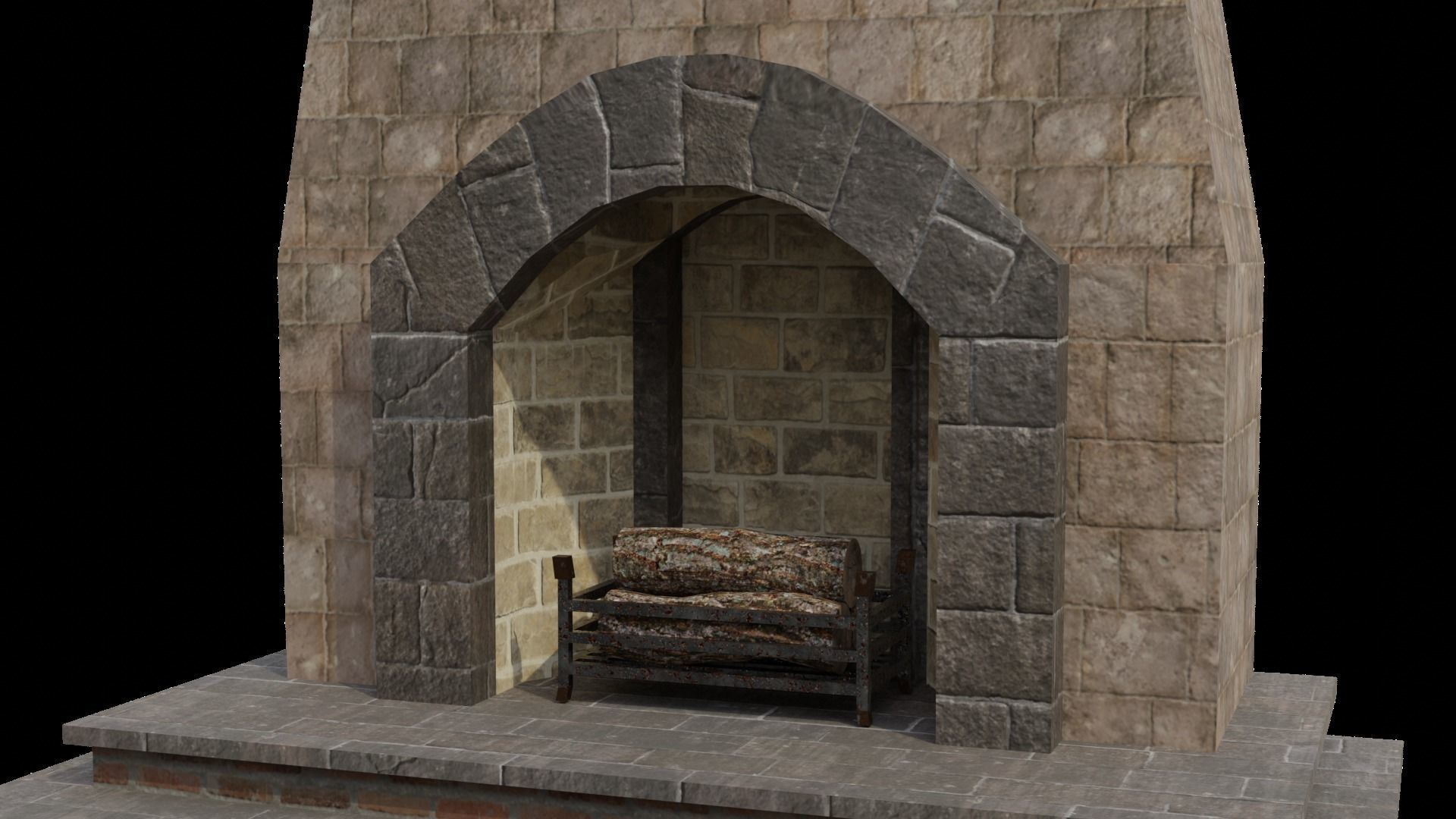 Inglenook Fireplace Low-poly 3D model_5