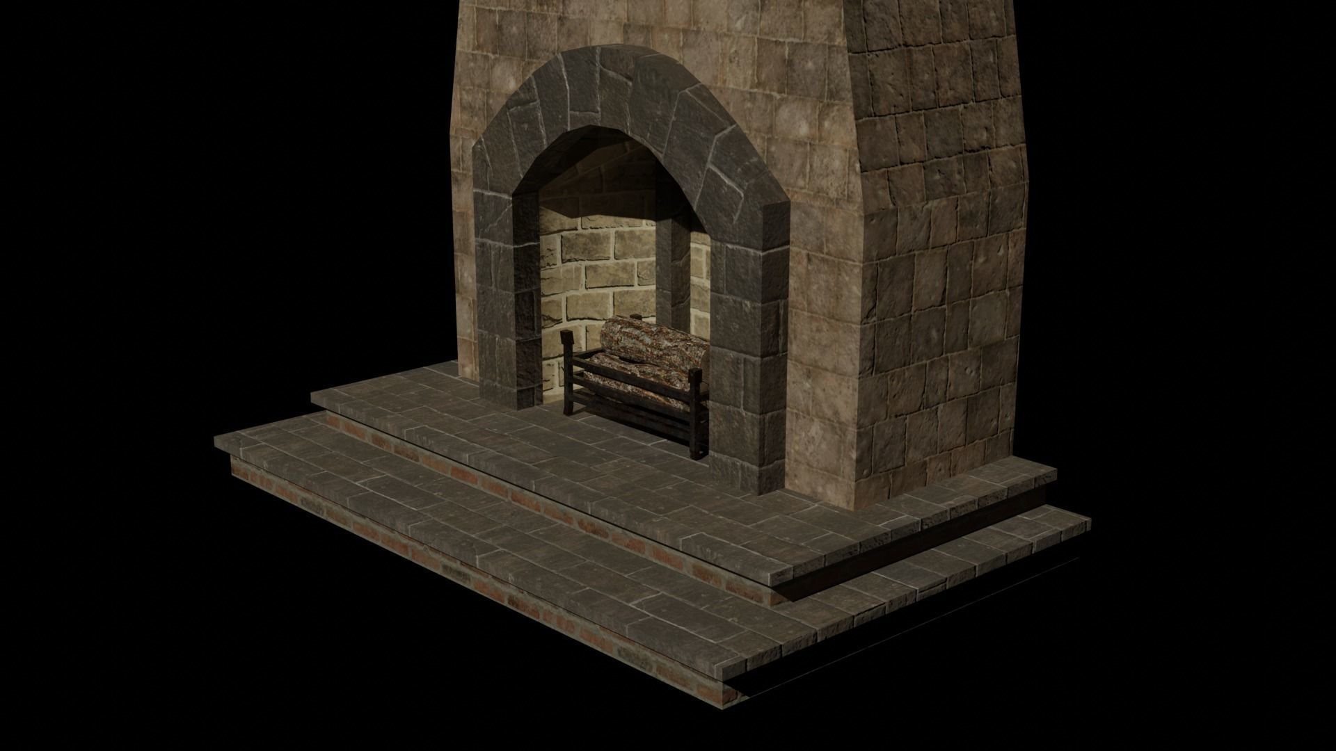 Inglenook Fireplace Low-poly 3D model_9