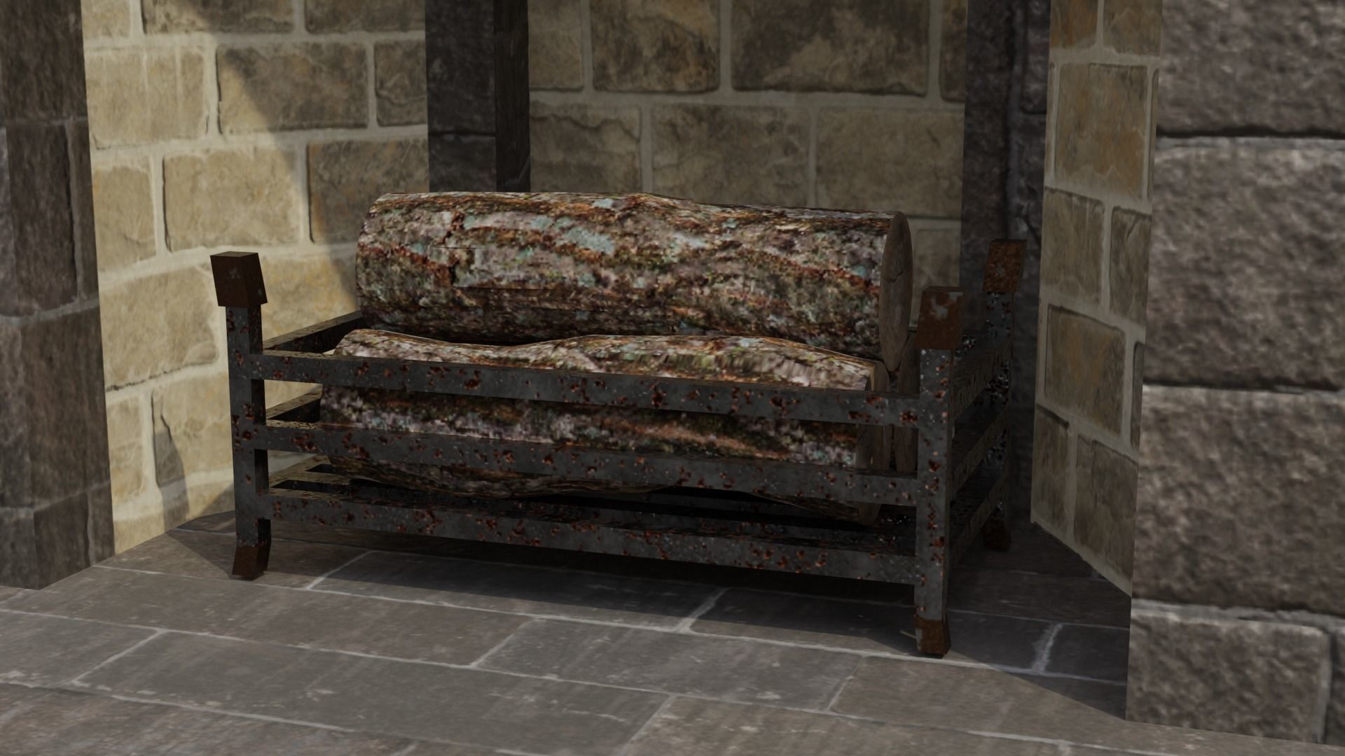 Inglenook Fireplace Low-poly 3D model_6