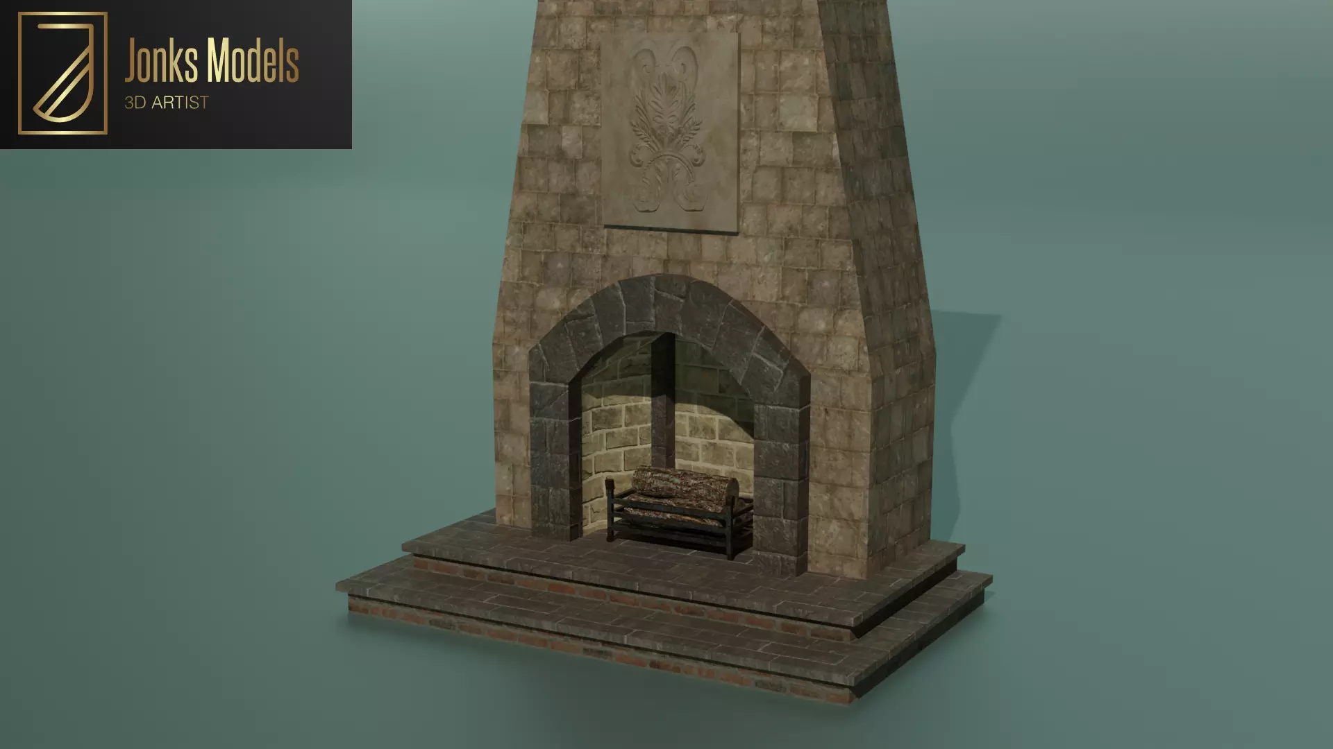 Inglenook Fireplace Low-poly 3D model_0