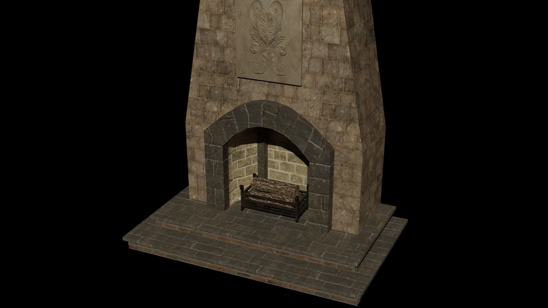 Inglenook Fireplace Low-poly 3D model_8