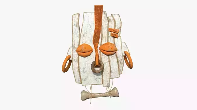 Tribal Mask E02 White Orange - Costume Character Design Low-poly 3D model