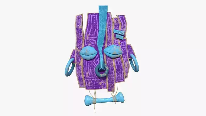 Tribal Mask E03 Purple Blue - Costume Character Design Low-poly 3D model