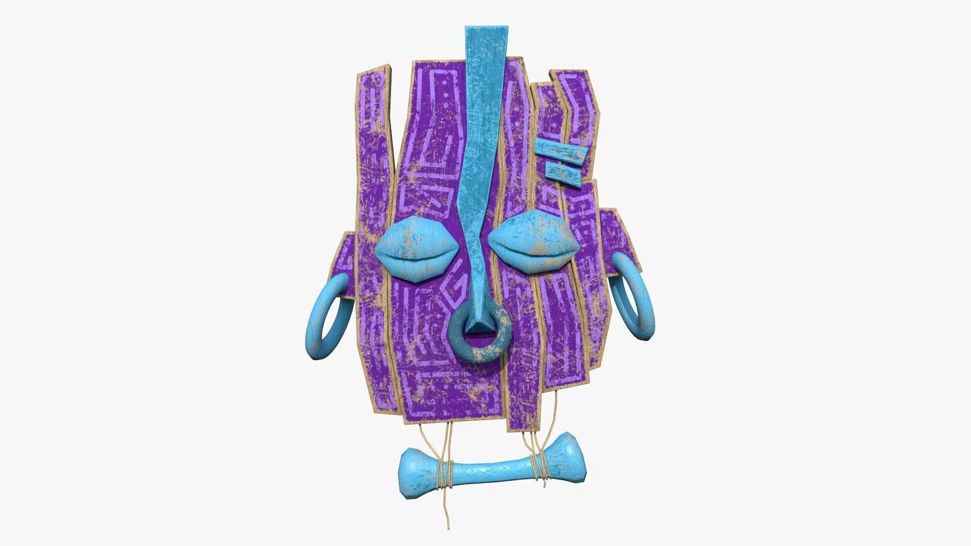 Tribal Mask E03 Purple Blue - Costume Character Design Low-poly 3D model_0