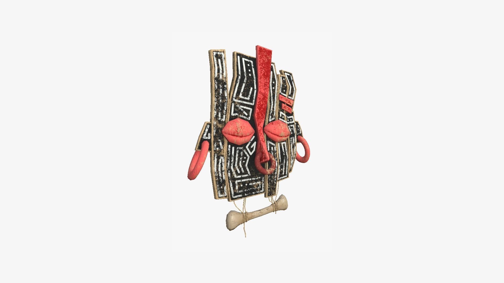 Tribal Mask E04 Black Red - Costume Character Design Low-poly 3D model_1