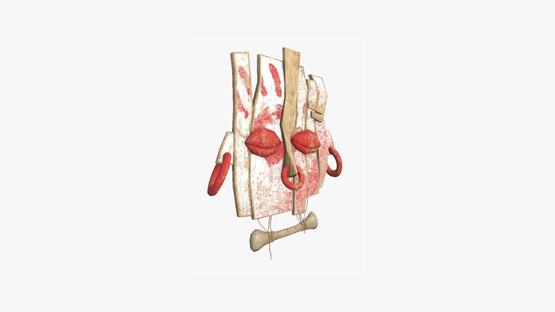 Tribal Mask E05 White Bloody - Costume Character Design Low-poly 3D model_1