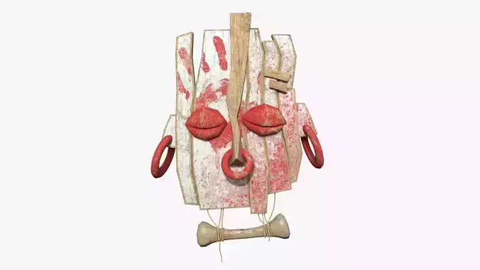 Tribal Mask E05 White Bloody - Costume Character Design Low-poly 3D model