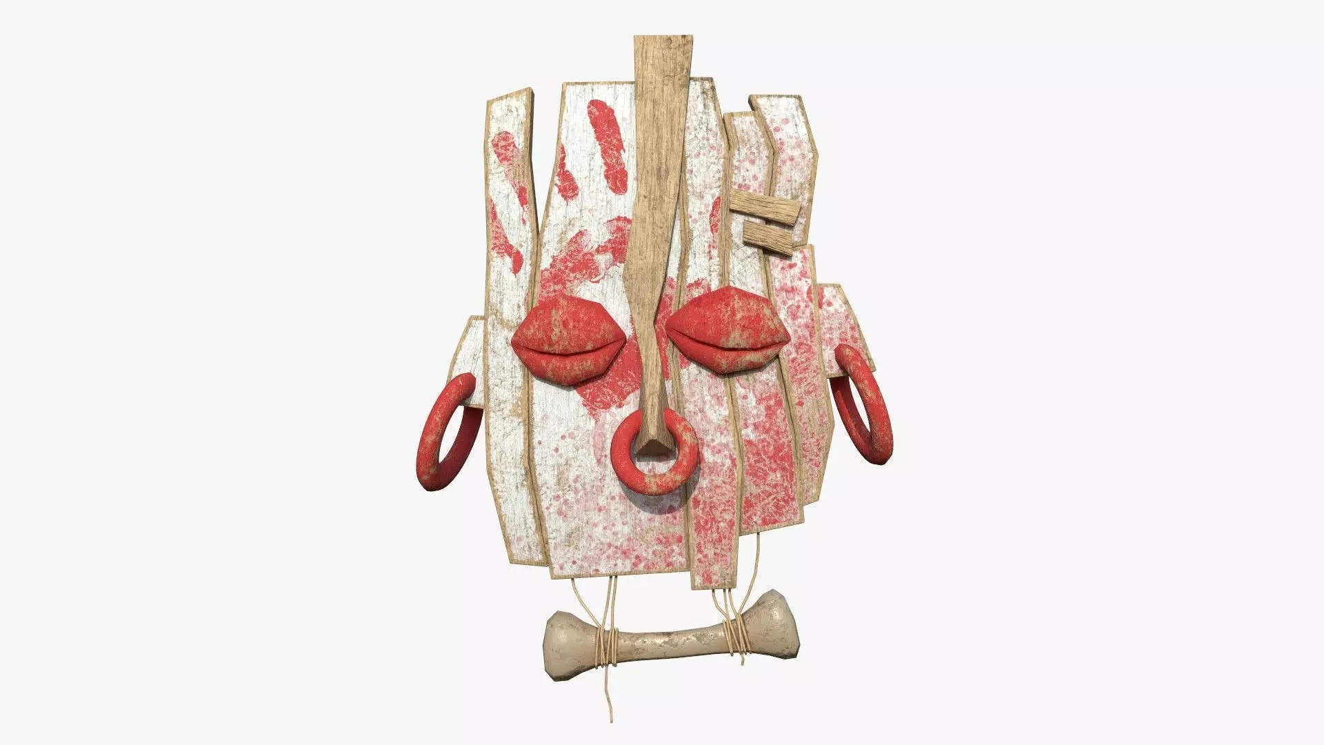 Tribal Mask E05 White Bloody - Costume Character Design Low-poly 3D model_0