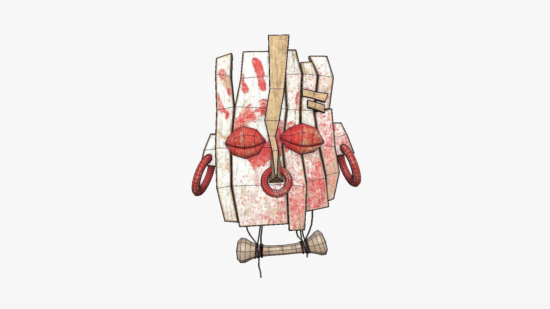 Tribal Mask E05 White Bloody - Costume Character Design Low-poly 3D model_6