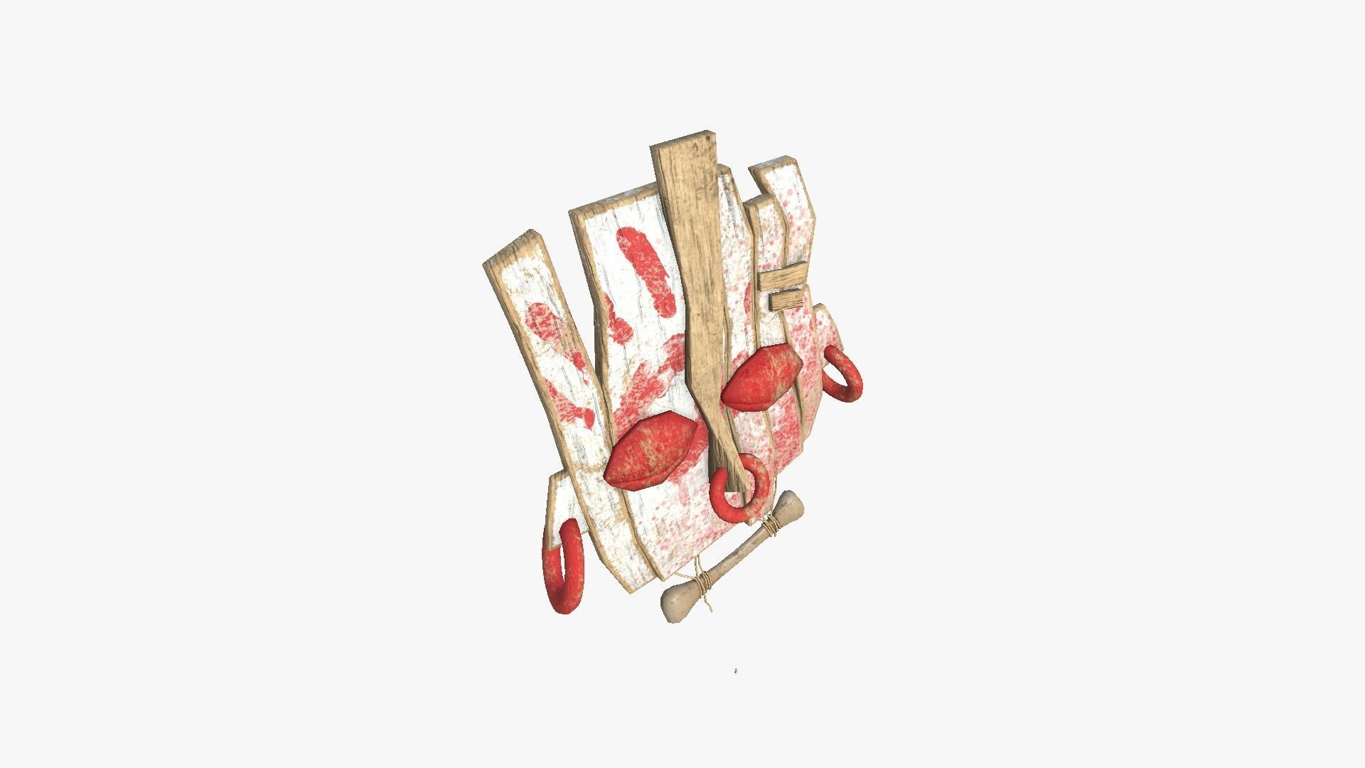 Tribal Mask E05 White Bloody - Costume Character Design Low-poly 3D model_3