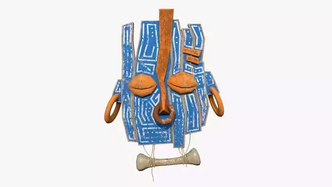 Tribal Mask E06 Orange Blue - Costume Character Design Low-poly 3D model