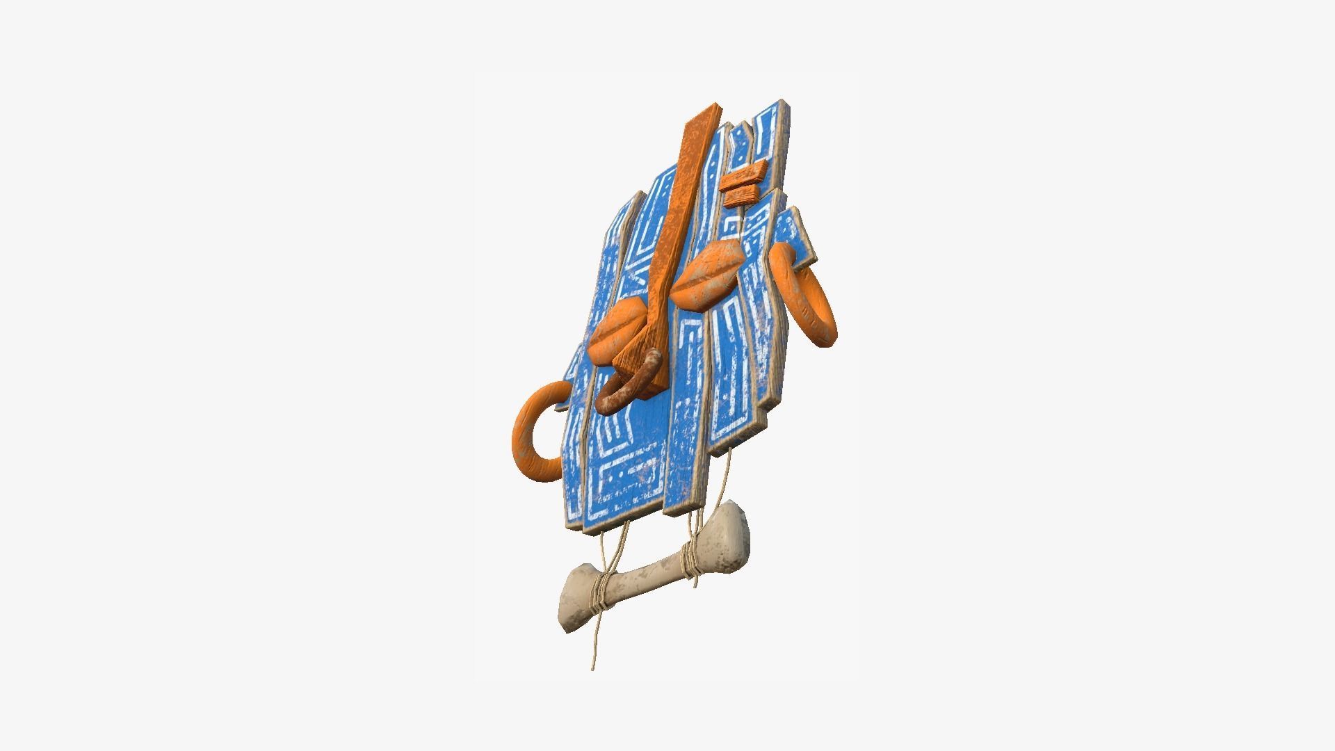 Tribal Mask E06 Orange Blue - Costume Character Design Low-poly 3D model_4