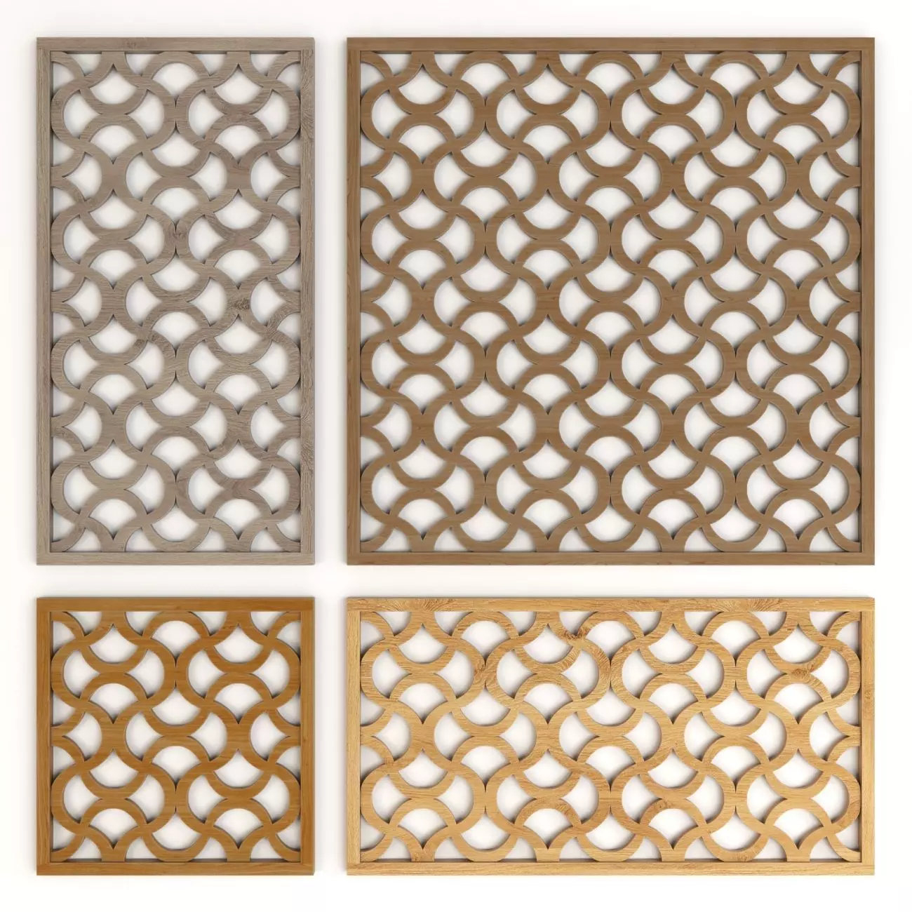 Wood Arabic Islamic pattern decorative grill screen 3D model_0