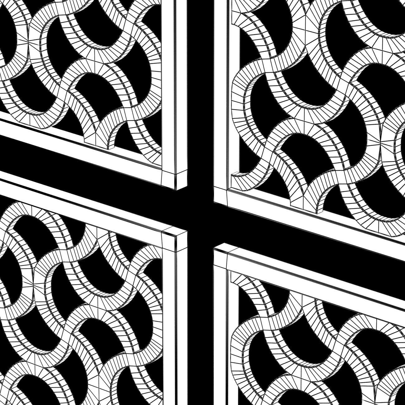 Wood Arabic Islamic pattern decorative grill screen 3D model_4