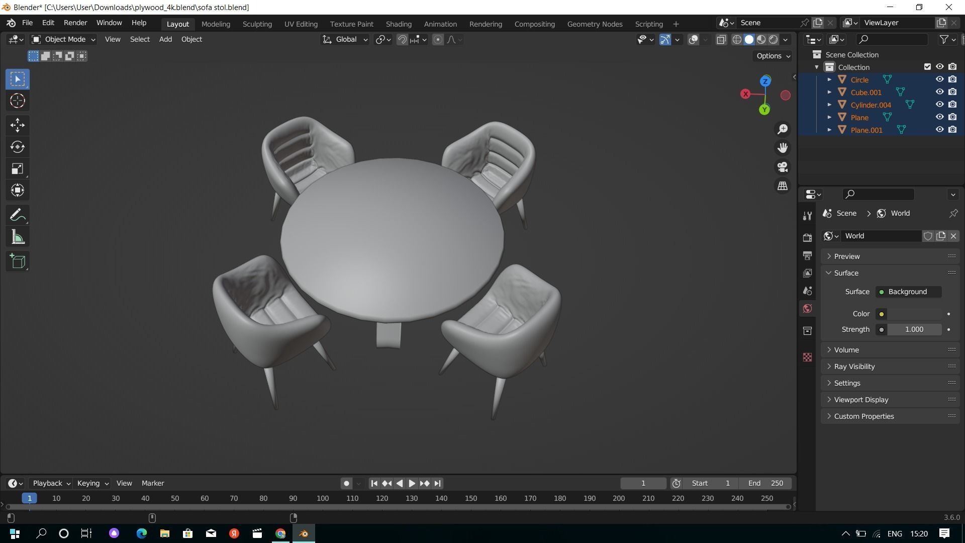sofa chair table a table 3D model_5