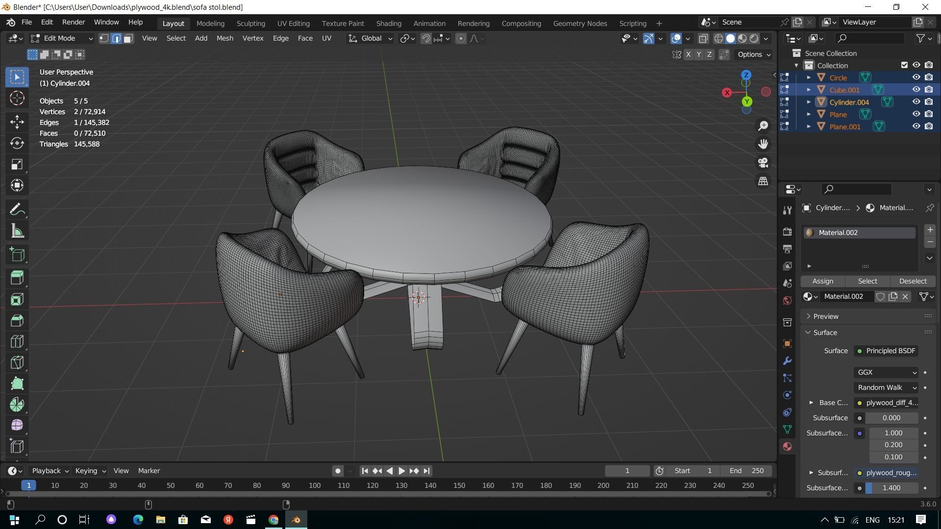 sofa chair table a table 3D model_4