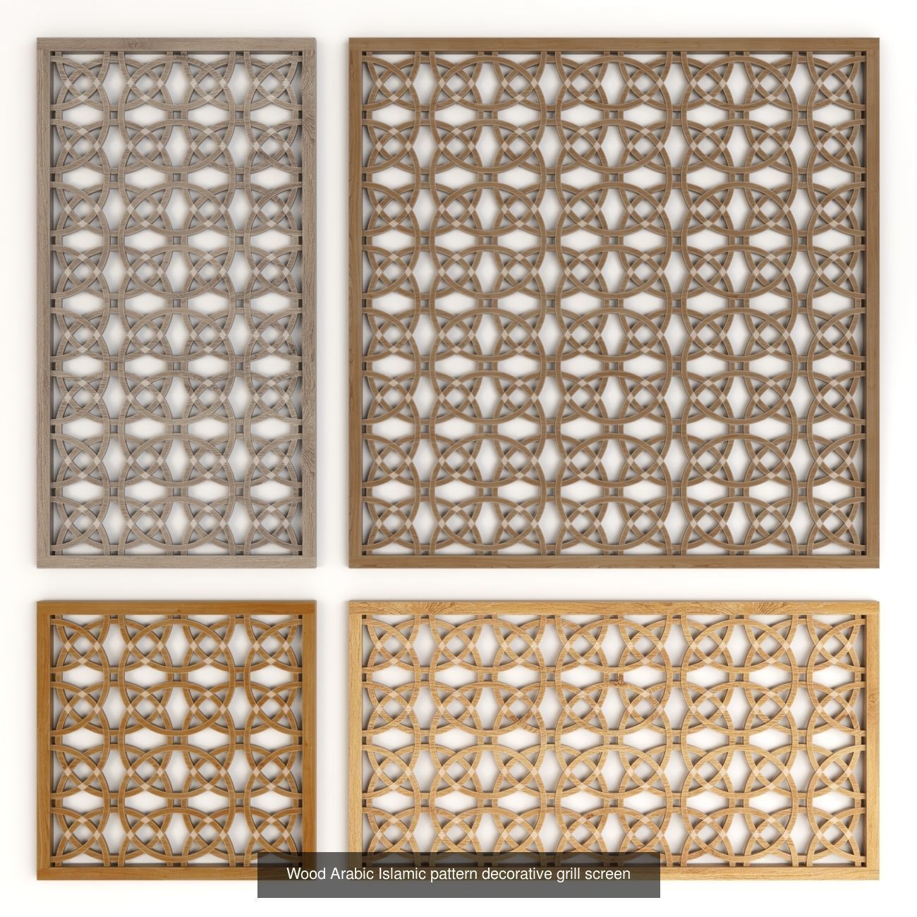 Wood Arabic Islamic pattern decorative grill screens 5 3D Model Collection_2