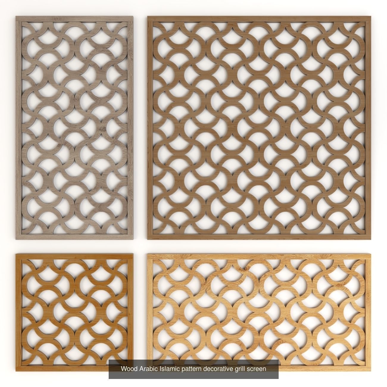 Wood Arabic Islamic pattern decorative grill screens 5 3D Model Collection_10
