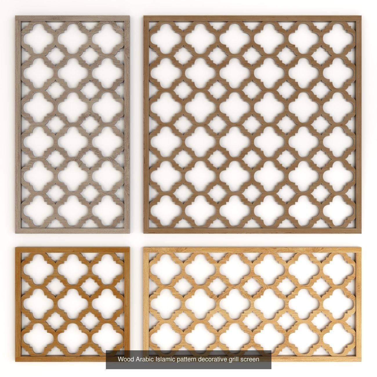 Wood Arabic Islamic pattern decorative grill screens 5 3D Model Collection_1