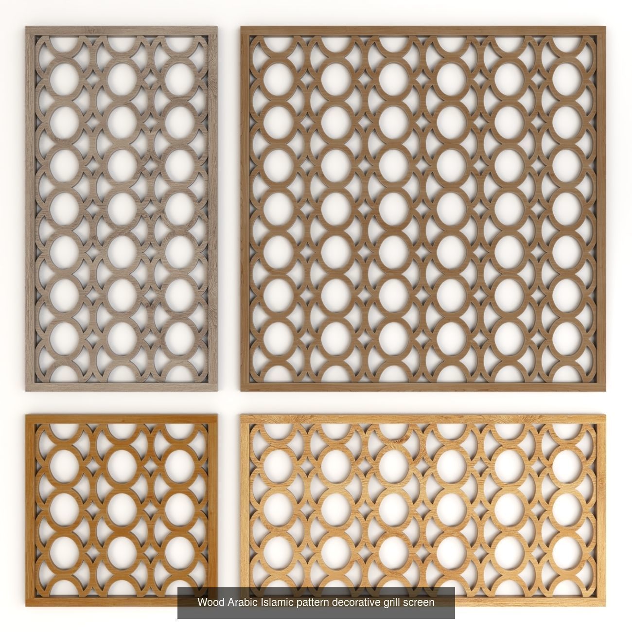 Wood Arabic Islamic pattern decorative grill screens 5 3D Model Collection_4