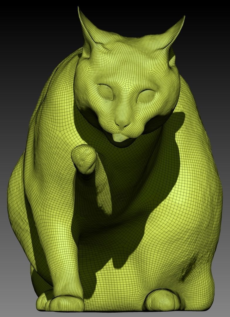 Cat licking paw 45 Low-poly 3D model_7