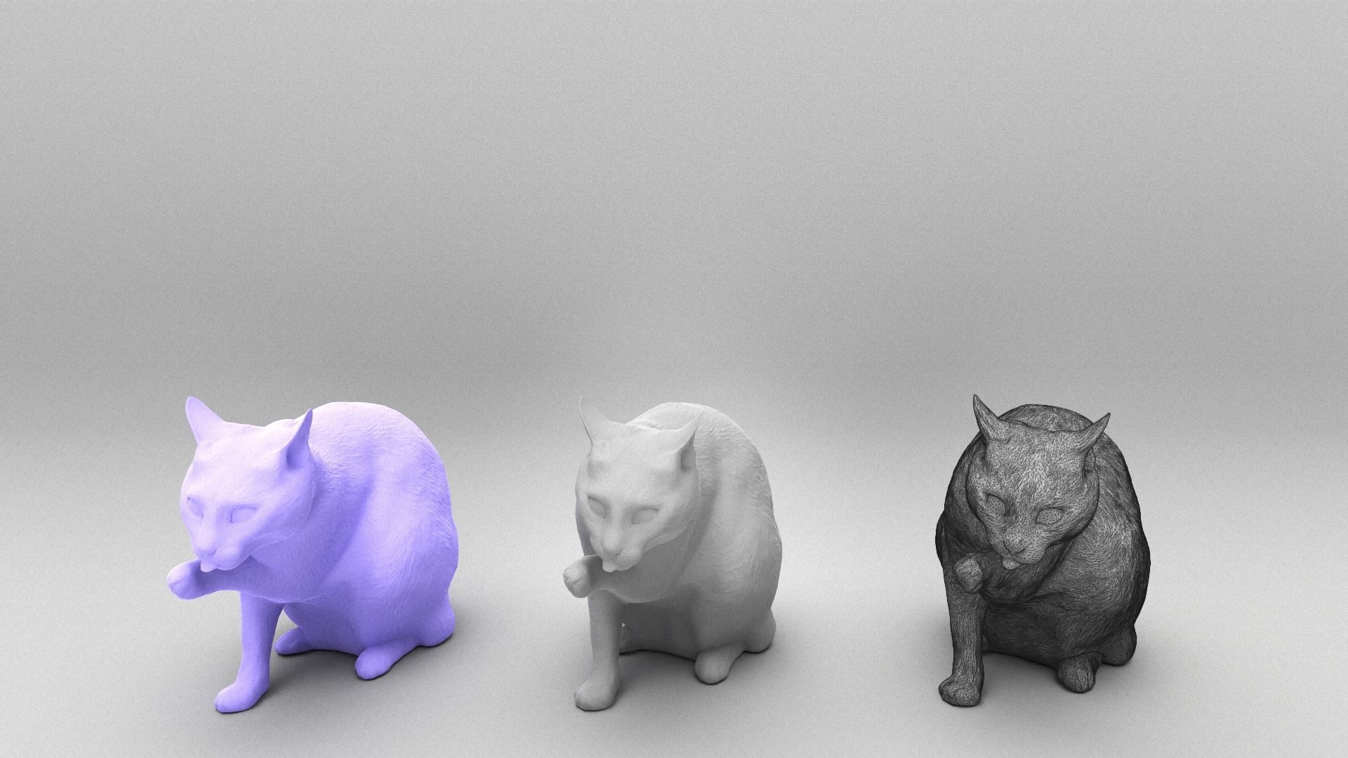 Cat licking paw 45 Low-poly 3D model_4