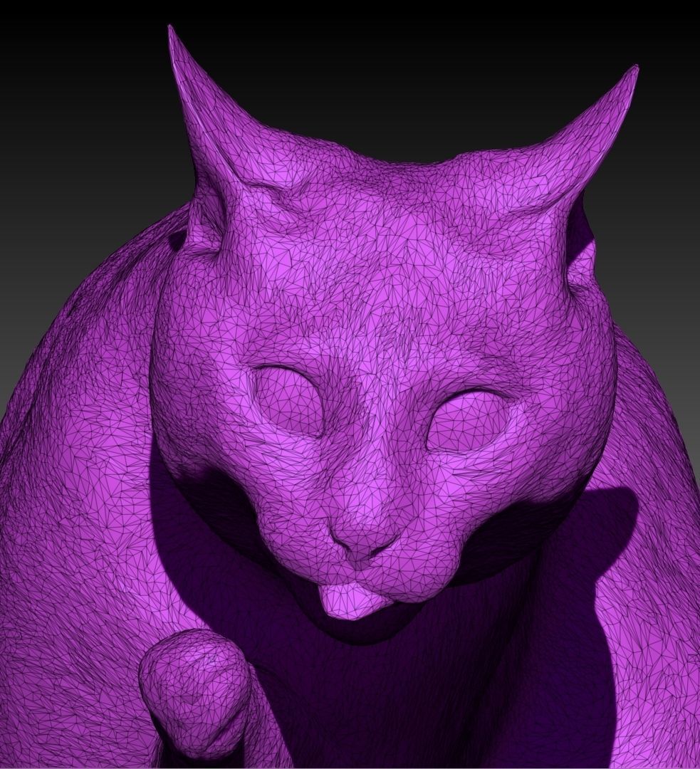 Cat licking paw 45 Low-poly 3D model_6