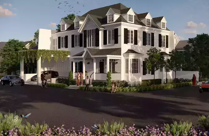 American Classic Facade and Plan House Without Interior