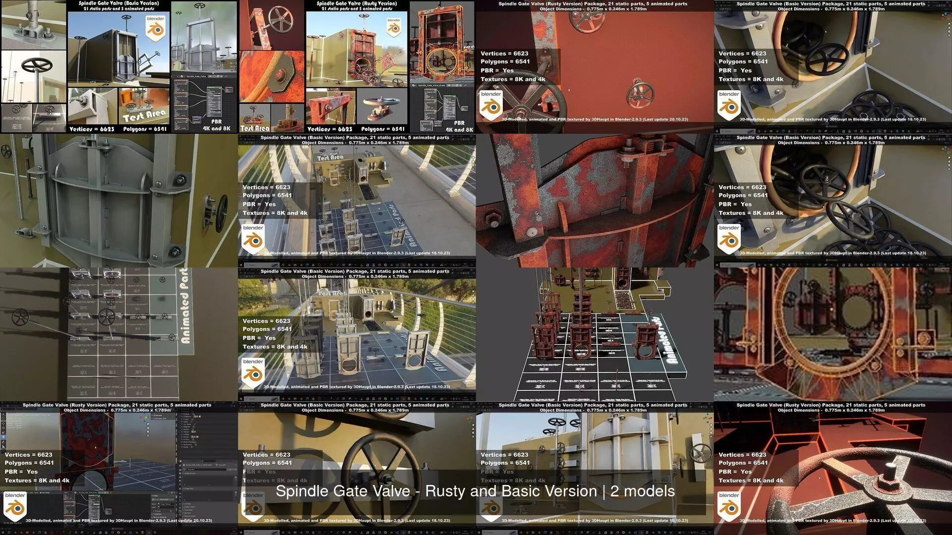 Spindle Gate Valve - Rusty and Basic Version 3D Model Collection_1