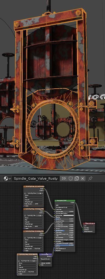 Spindle Gate Valve - Rusty and Basic Version 3D Model Collection_23