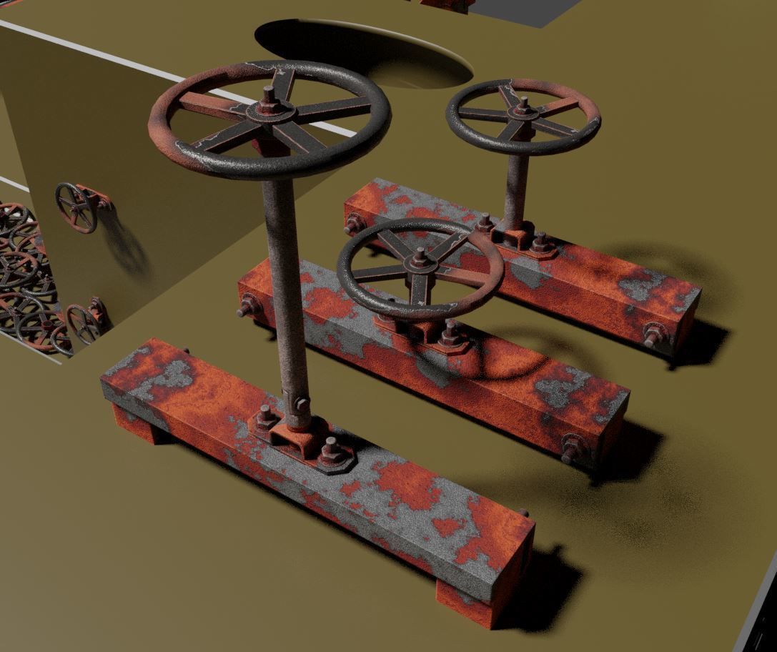 Spindle Gate Valve - Rusty and Basic Version 3D Model Collection_11