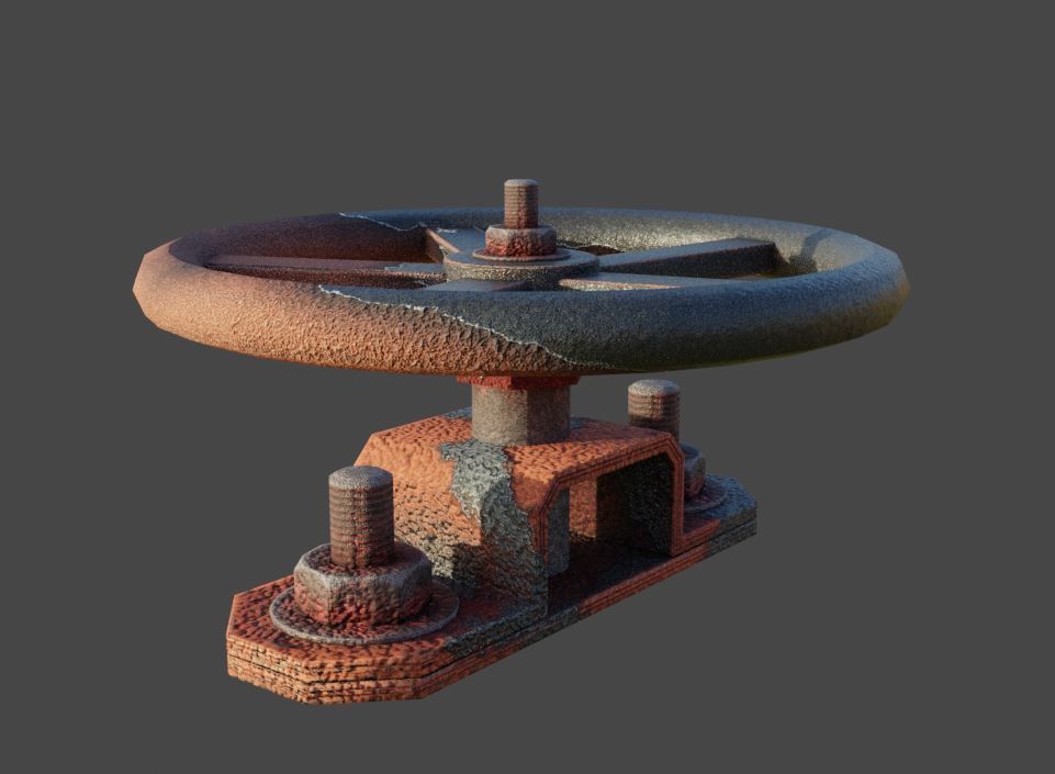 Spindle Gate Valve - Rusty and Basic Version 3D Model Collection_3