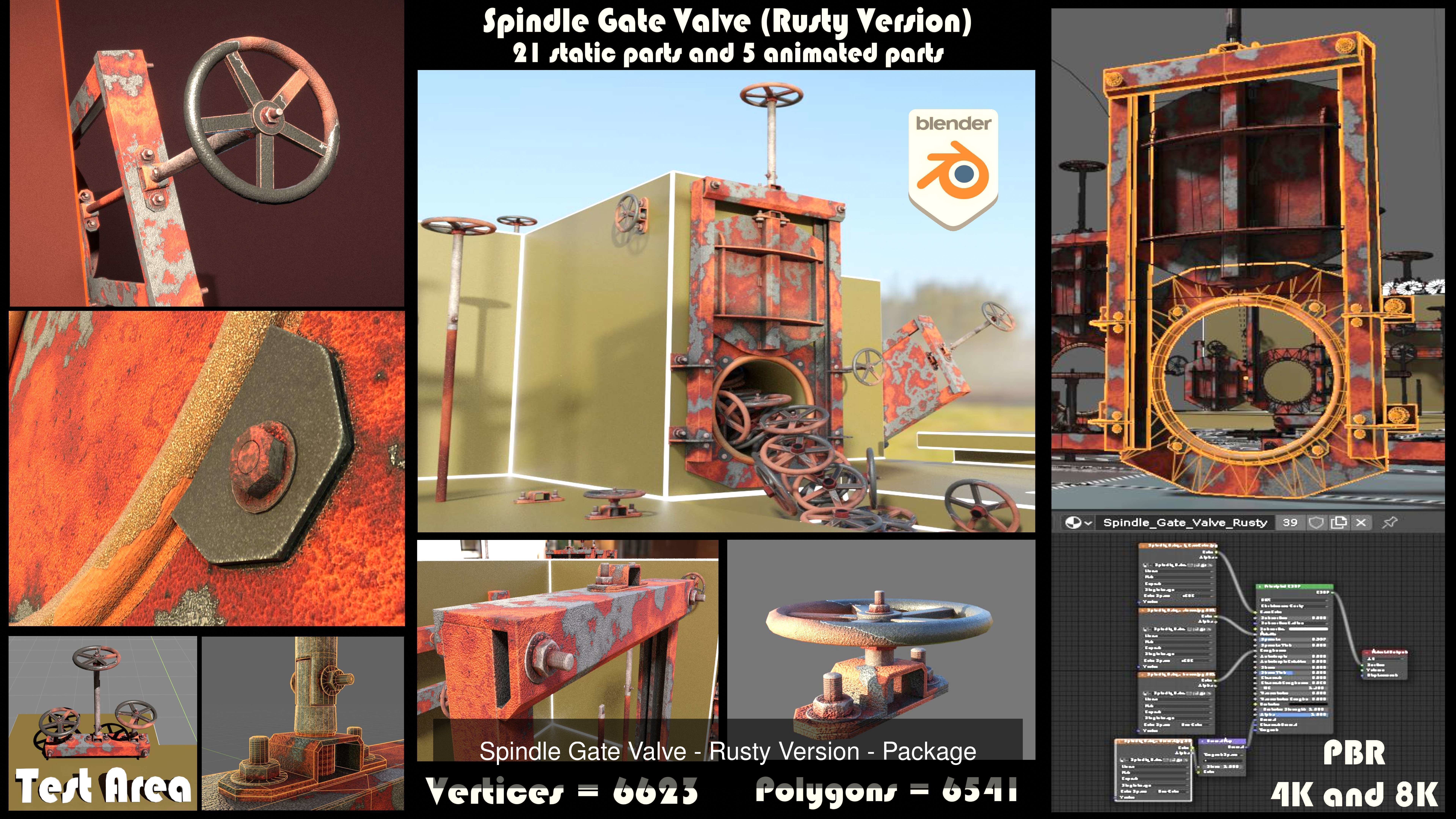 Spindle Gate Valve - Rusty and Basic Version 3D Model Collection_2