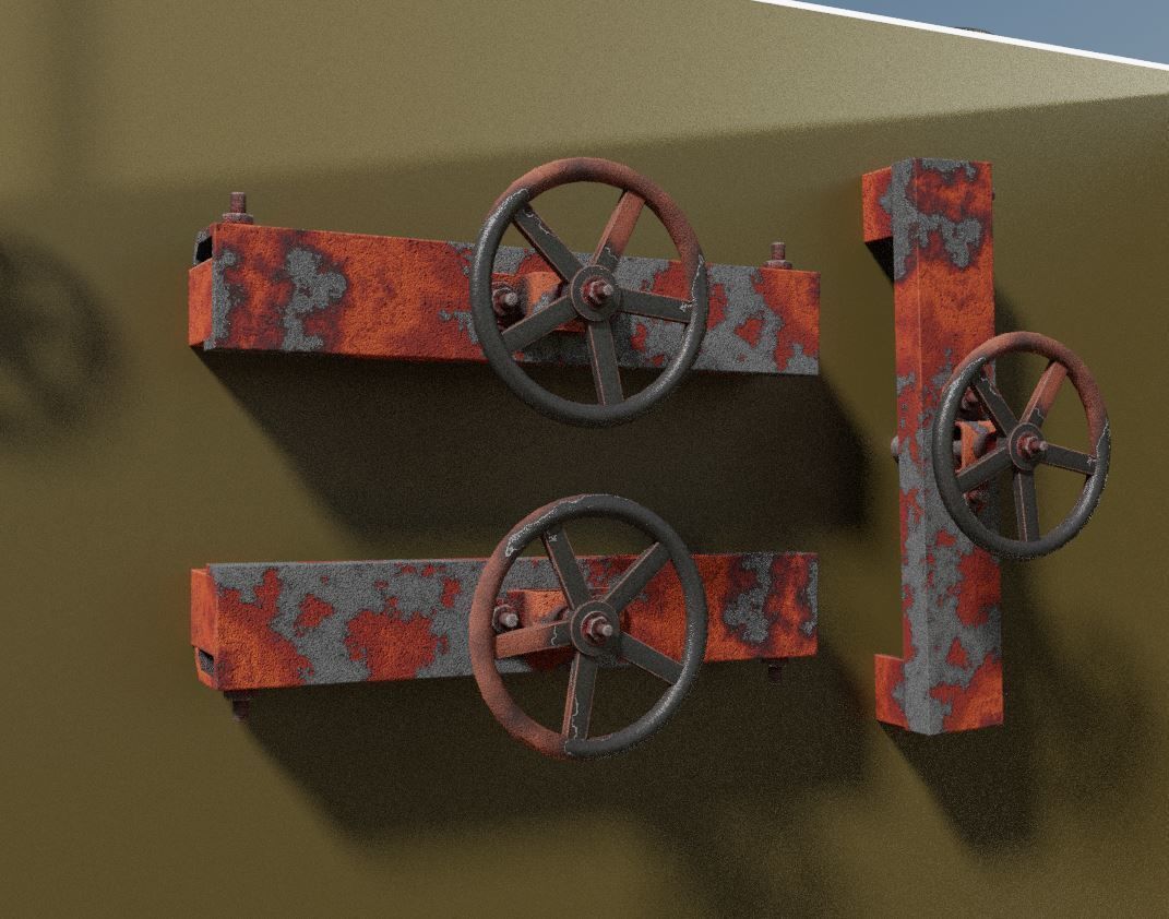 Spindle Gate Valve - Rusty and Basic Version 3D Model Collection_34