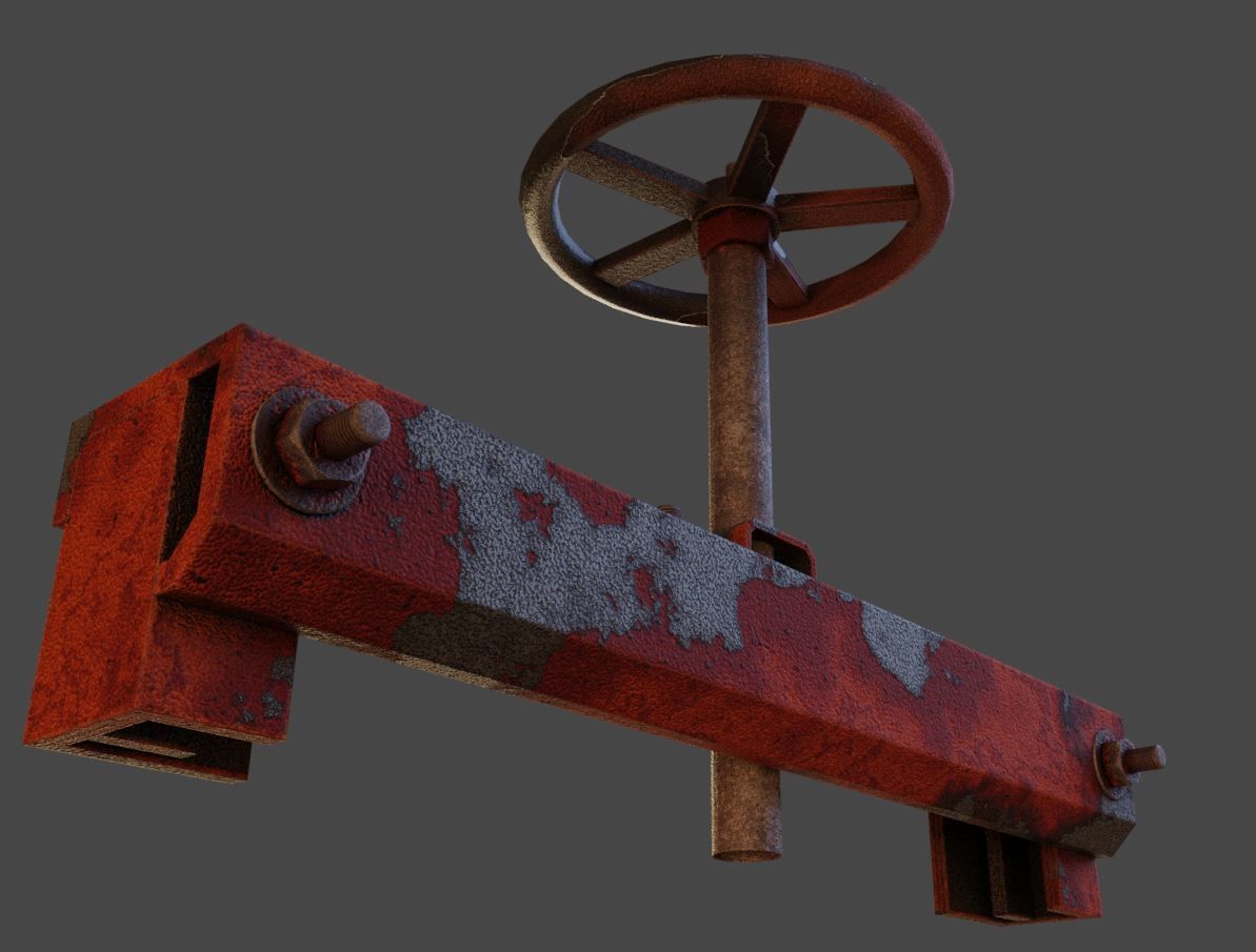 Spindle Gate Valve - Rusty and Basic Version 3D Model Collection_6