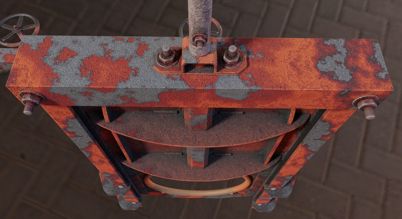 Spindle Gate Valve - Rusty and Basic Version 3D Model Collection_27