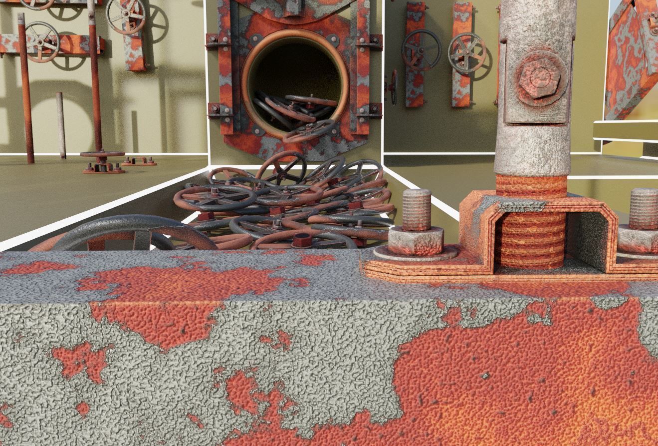 Spindle Gate Valve - Rusty and Basic Version 3D Model Collection_18