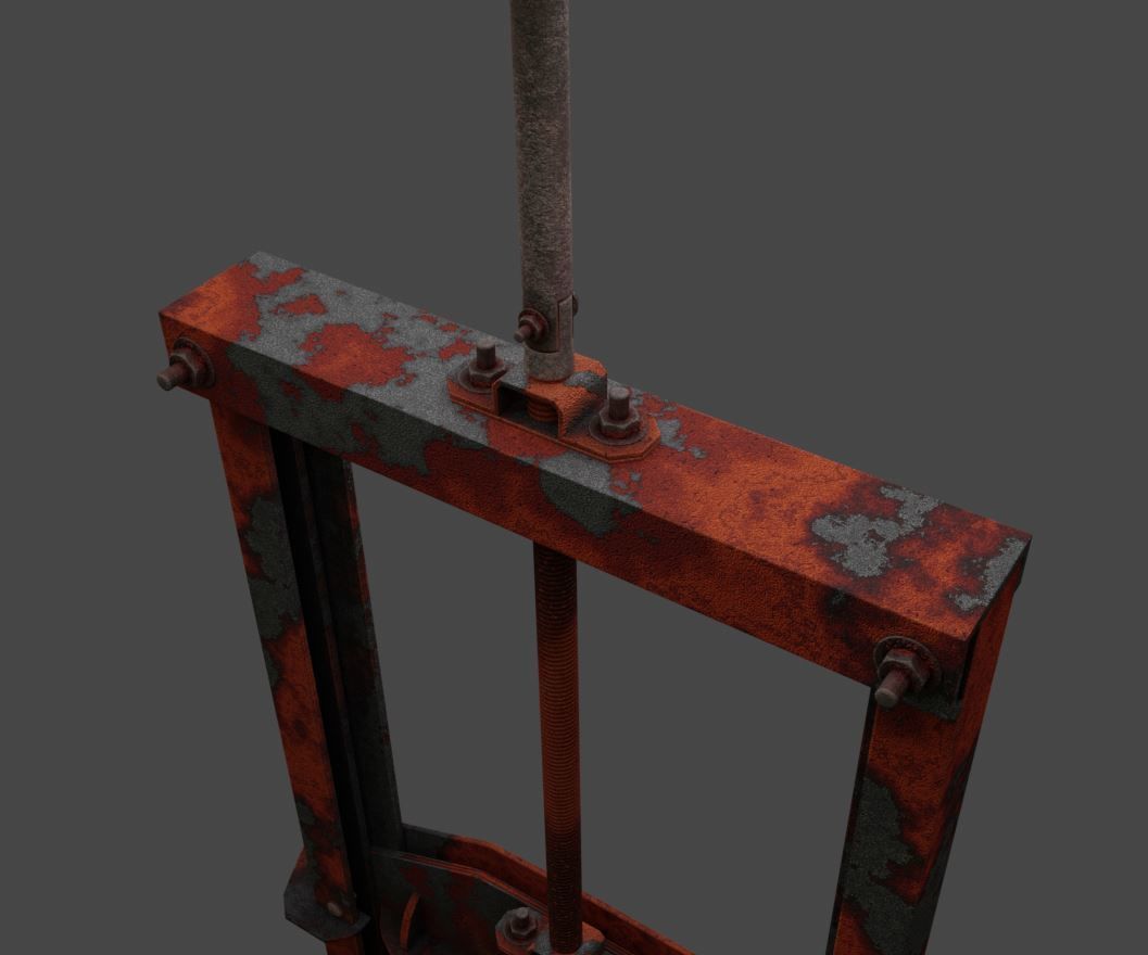 Spindle Gate Valve - Rusty and Basic Version 3D Model Collection_5