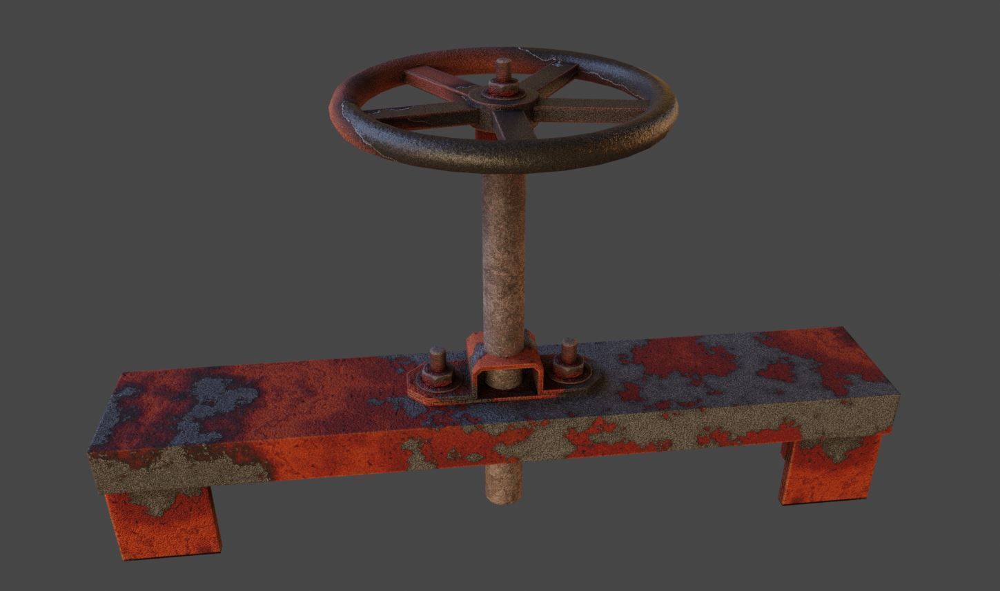 Spindle Gate Valve - Rusty and Basic Version 3D Model Collection_9