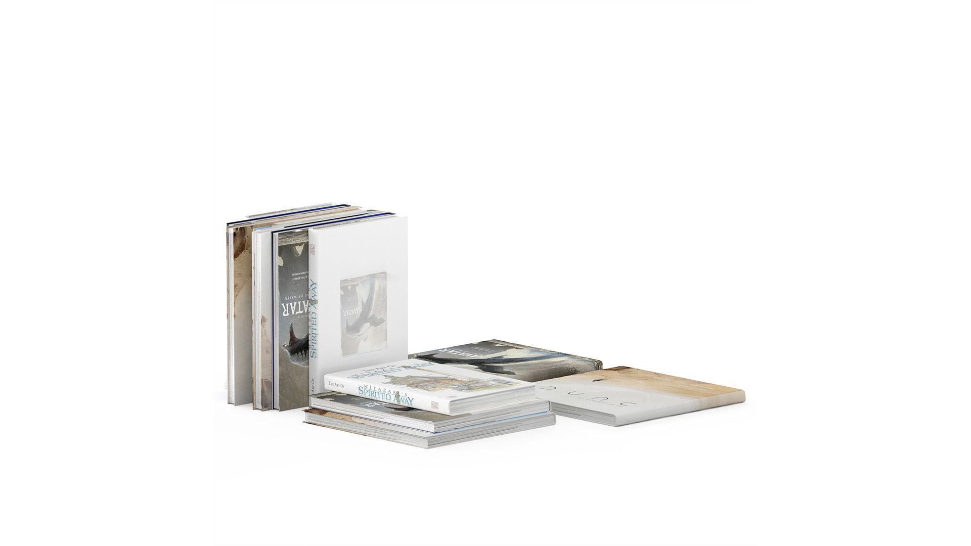 Set of books 3 books Avatar Dune Miyazaki 3D model_3