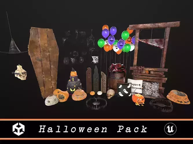 Halloween Decoration Pack 3D Model Collection